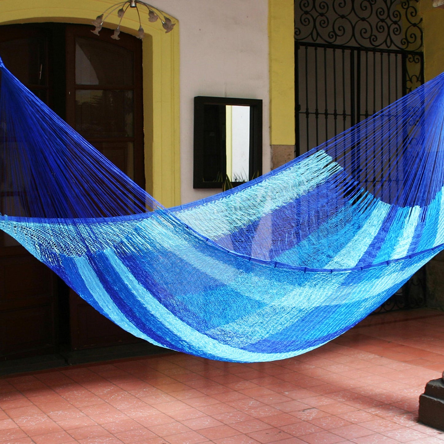 Blue Caribbean Artisan Crafted Rope Hammock (Single)