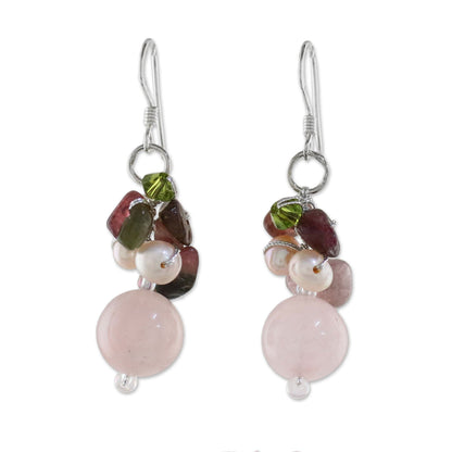 NOVICA - Cultured Pearl And Quartz Sterling Silver Earrings