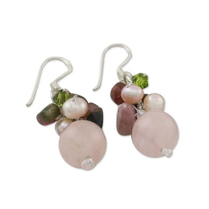 NOVICA - Cultured Pearl And Quartz Sterling Silver Earrings