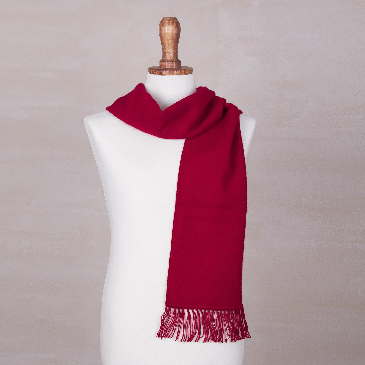 Cherry Wine Red Alpaca Blend Scarf