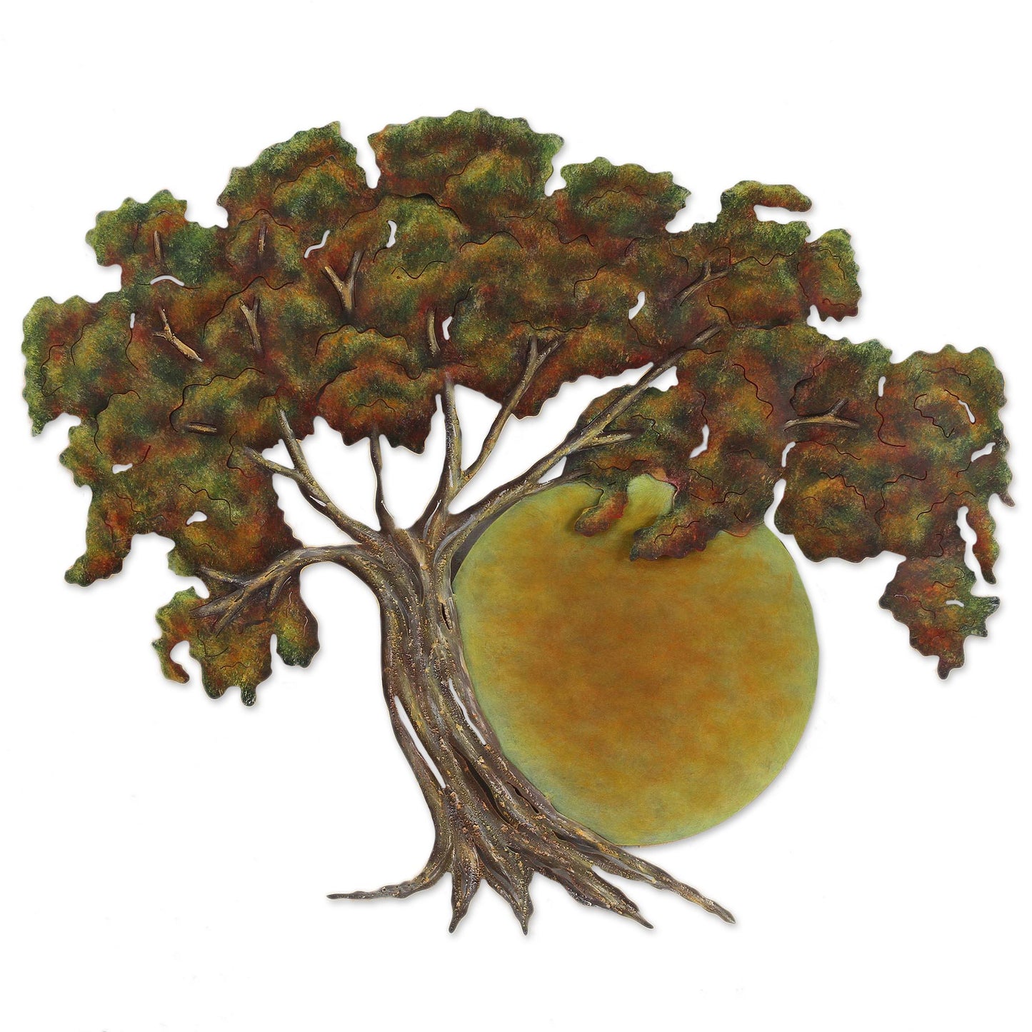 Sunset Oak Oak Tree at Sunset Hand Crafted Steel Wall Art from Mexico