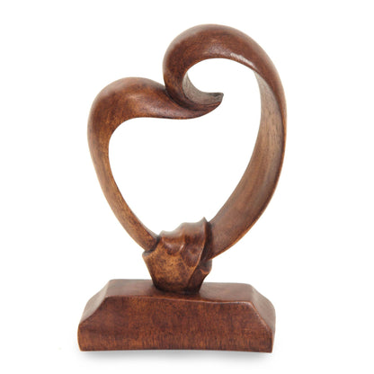 Heart Bond Suar Wood Sculpture