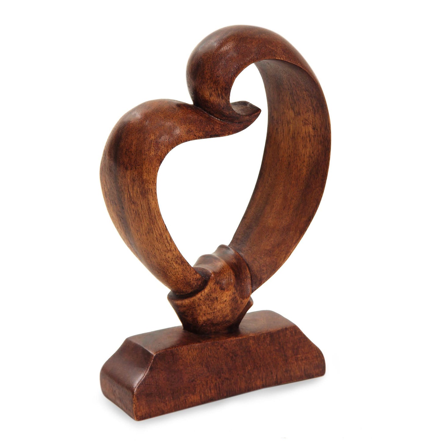 Heart Bond Suar Wood Sculpture