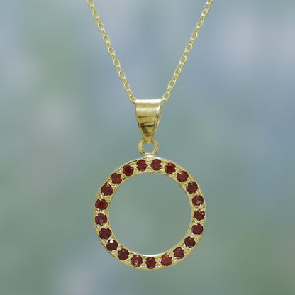 Cycle of Life Garnet & Gold Plated Sterling Silver Necklace