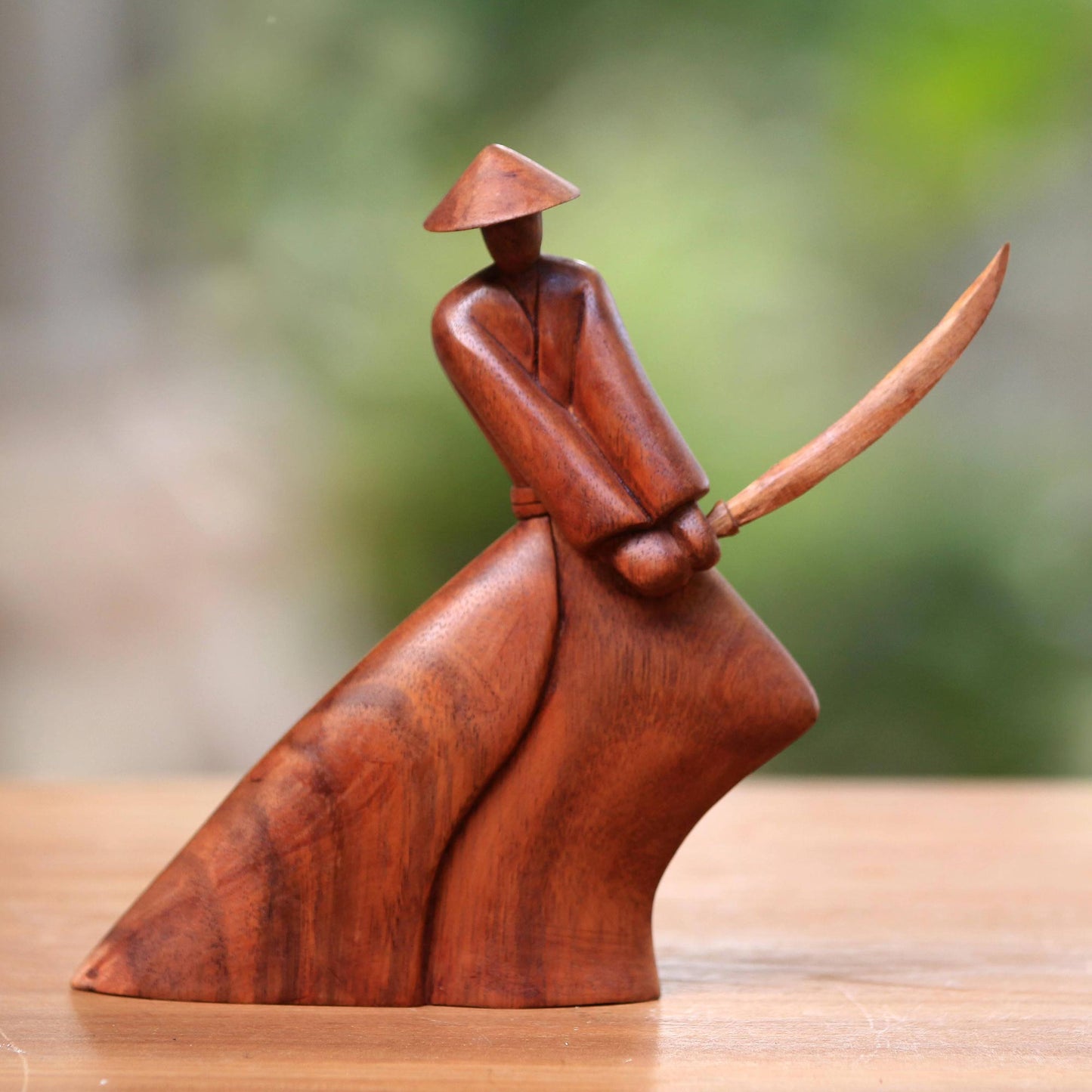 Indonesian Samurai Suar Wood Sculpture