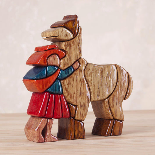 Love My Llama Cedar & Mahogany Sculpture