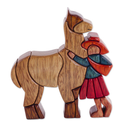 Love My Llama Cedar & Mahogany Sculpture