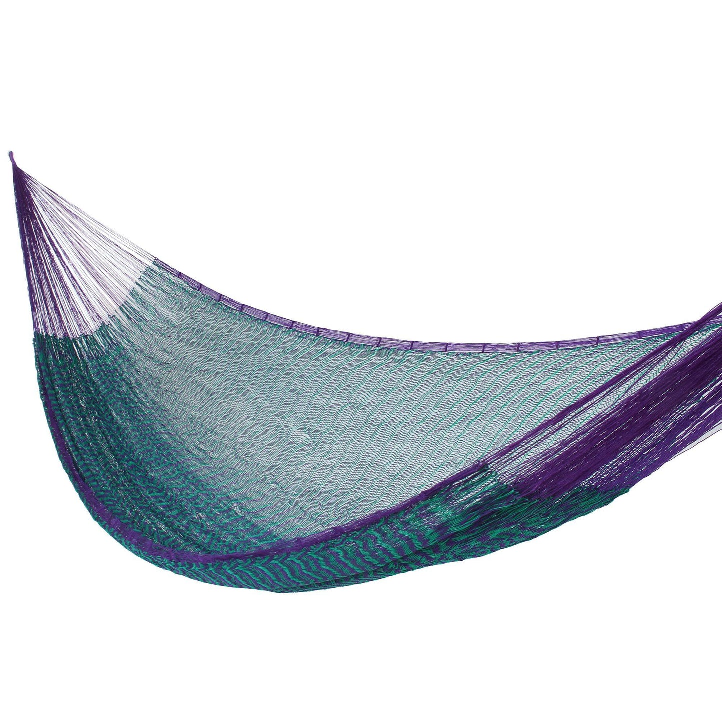 Purple & Teal Hand Woven Nylon Hammock