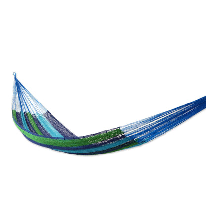 Ocean Dreams Handcrafted Cotton Striped Rope Hammock (Single)