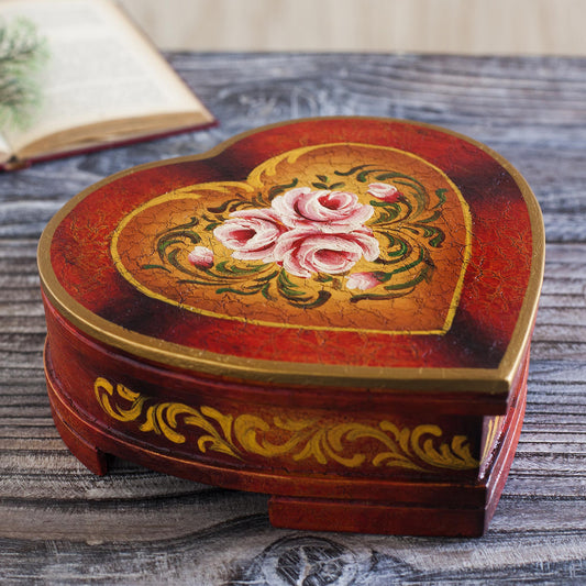 Timeless Love Women's Heart Shaped Handmade Cedar Jewelry Box