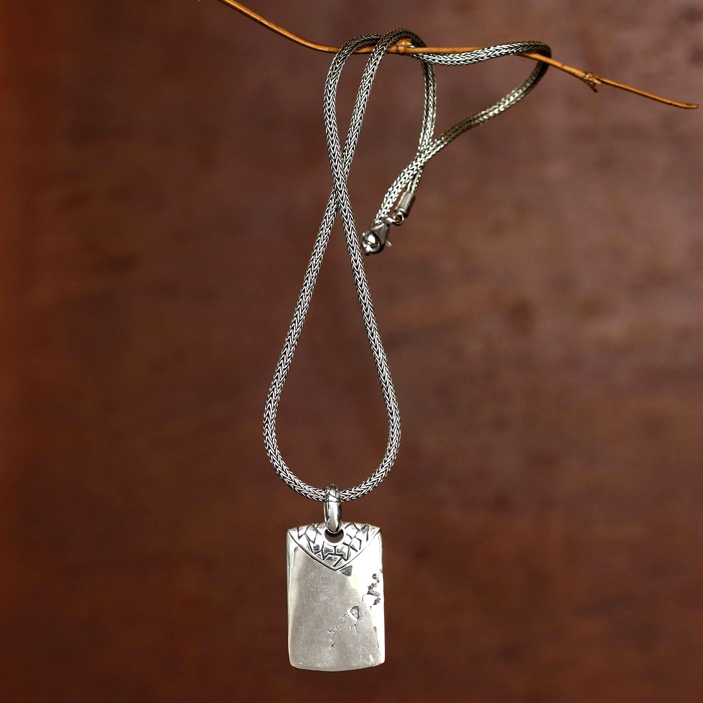 Imperfection Silver Men's Pendant Necklace