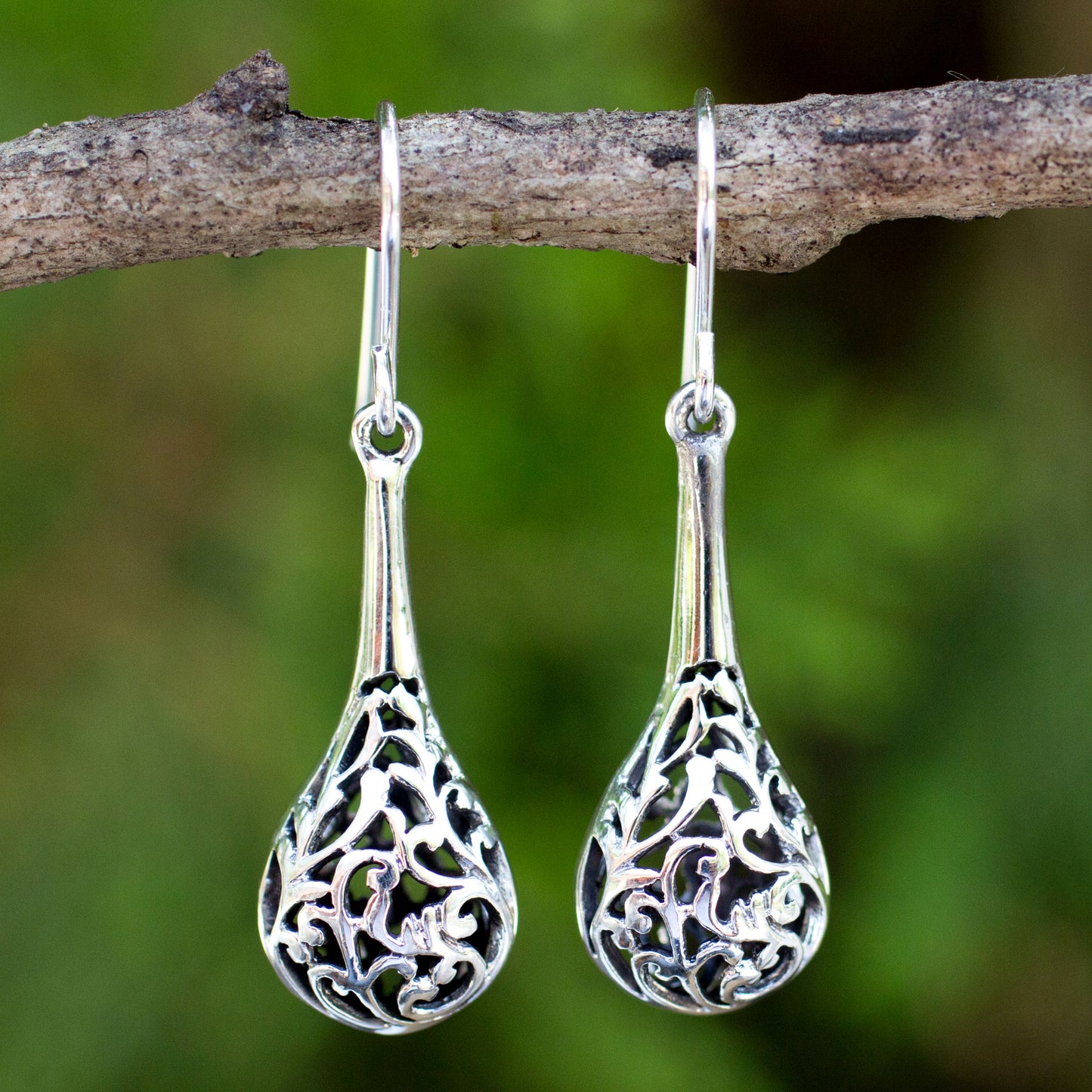 Forest Fern Sterling Silver Dangle Earrings