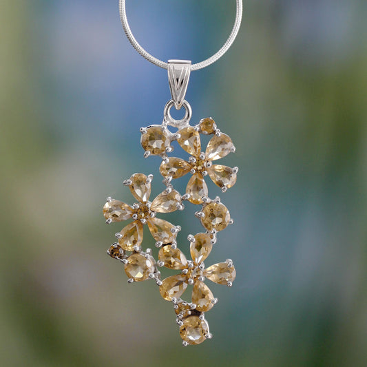 Sunshine Petals Citrine flower necklace