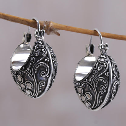 Paradise Half Moon Hinged Hoop Earrings