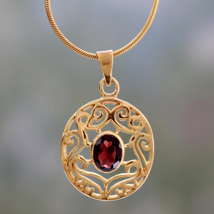 Golden Goddess Handcrafted Vermeil and Garnet Necklace Golden Jewelry