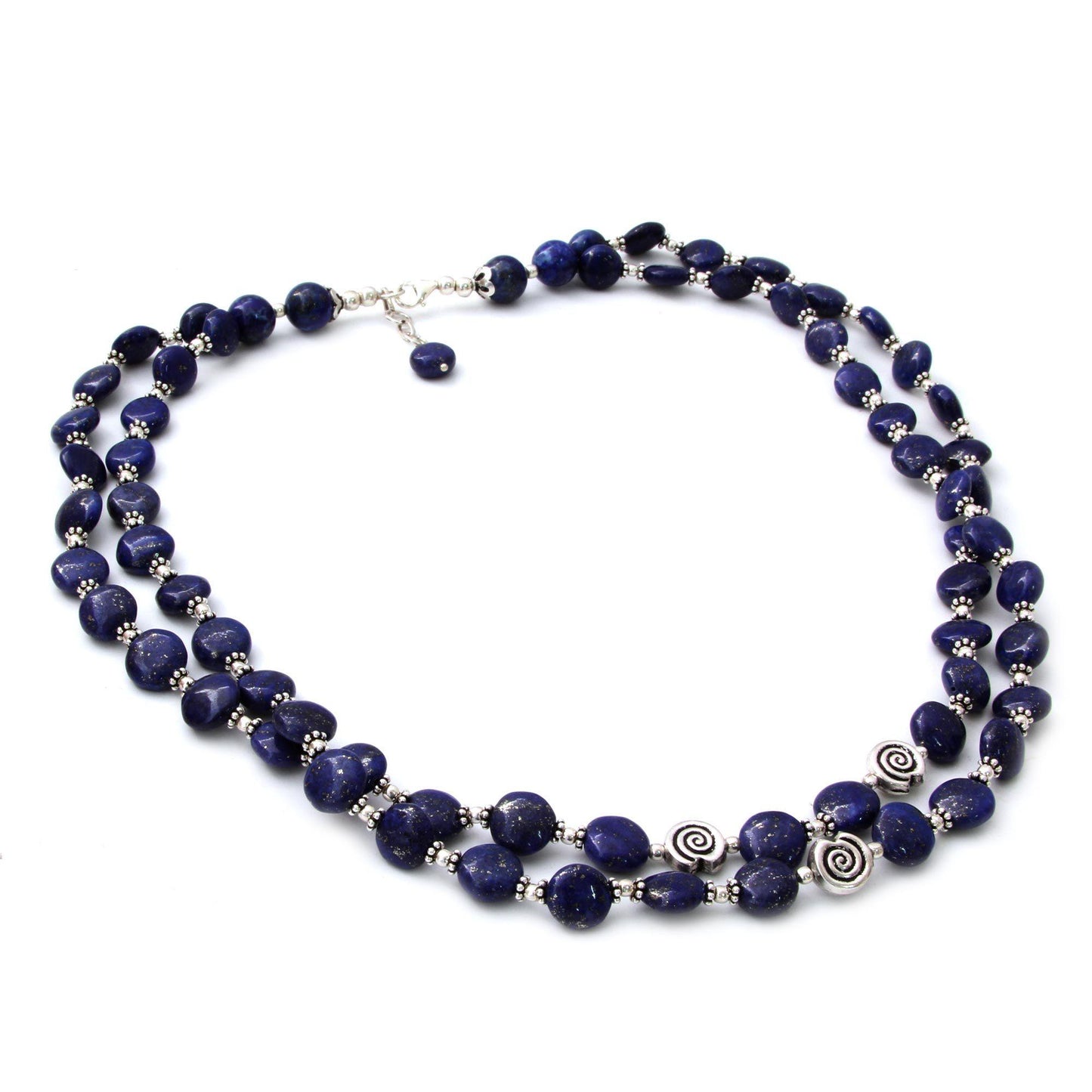 Lapis Lazuli Sterling Silver Beaded Necklace