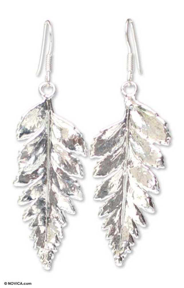 Fern Love Silver Plated Natural Fern Dangle Earrings