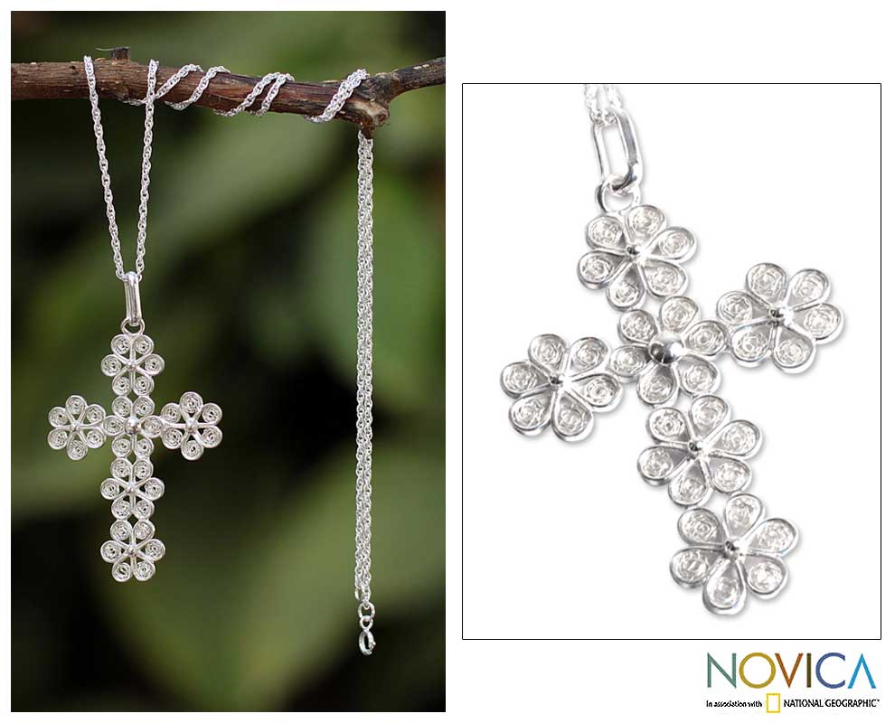 Filigree Flowers Sterling Silver Necklace