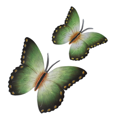 Bamboo Butterflies Steel wall art (Pair)