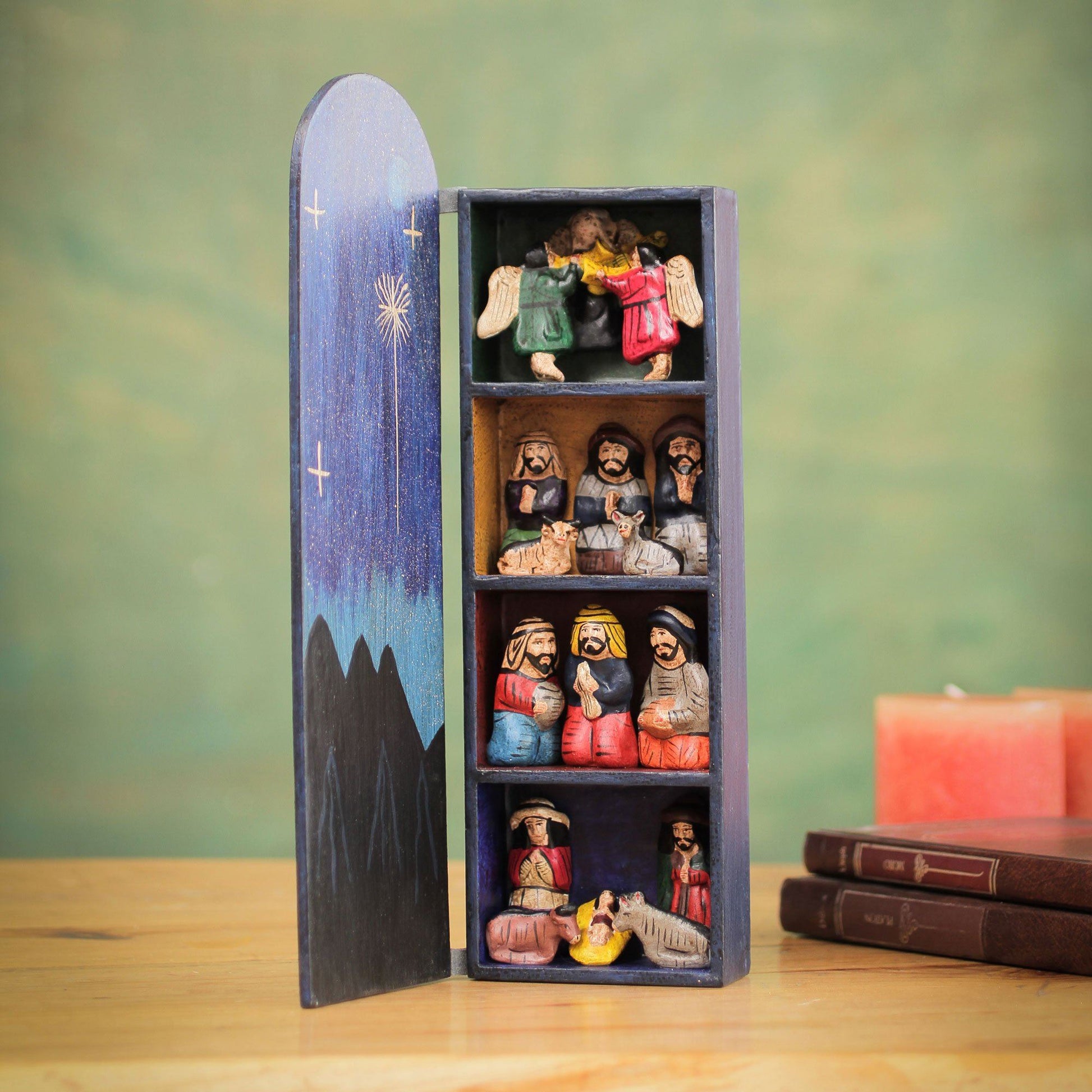 NOVICA - Handmade Wood Retablo Nativity