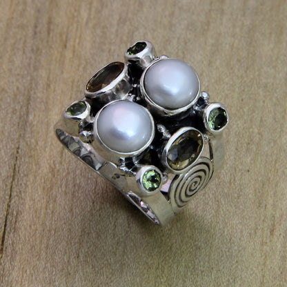 Gentle Day Freshwater Pearl & Gem Silver Ring