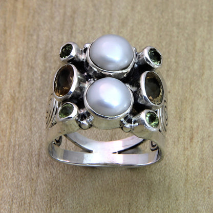 Gentle Day Freshwater Pearl & Gem Silver Ring