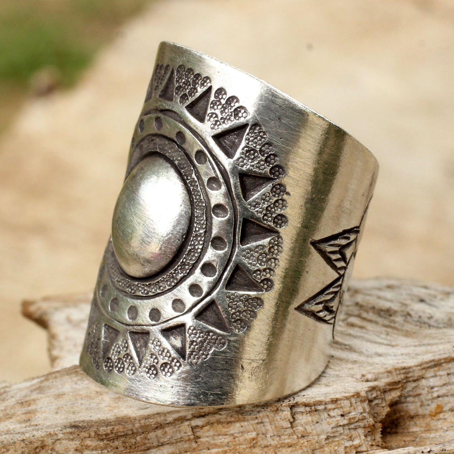 Hill Tribe Sun Sterling Silver Wrap Ring