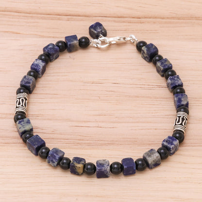 Blue Night Lapis Lazuli Beaded Bracelet