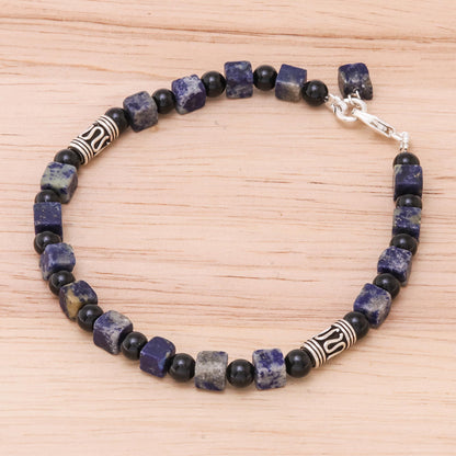 Blue Night Lapis Lazuli Beaded Bracelet