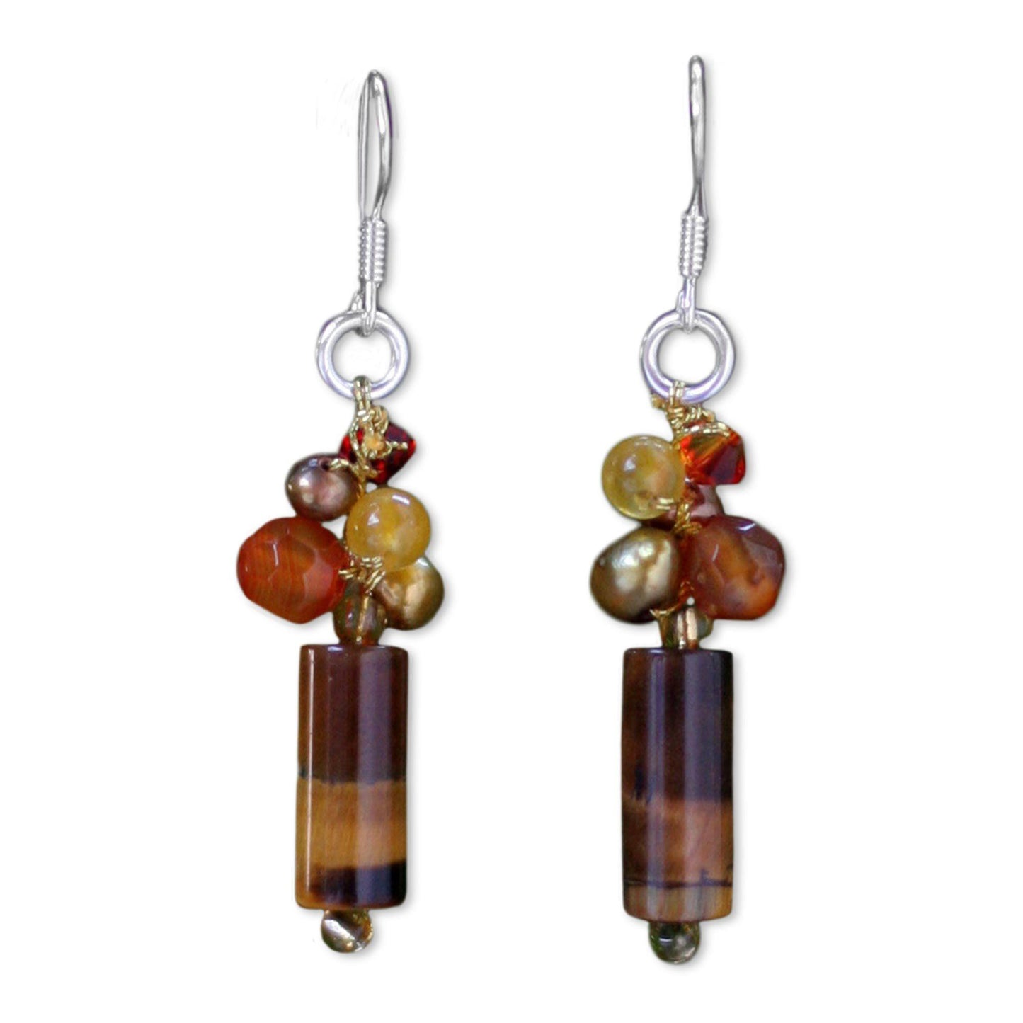 NOVICA - Multi-Gem & Pearl Beaded Earrings