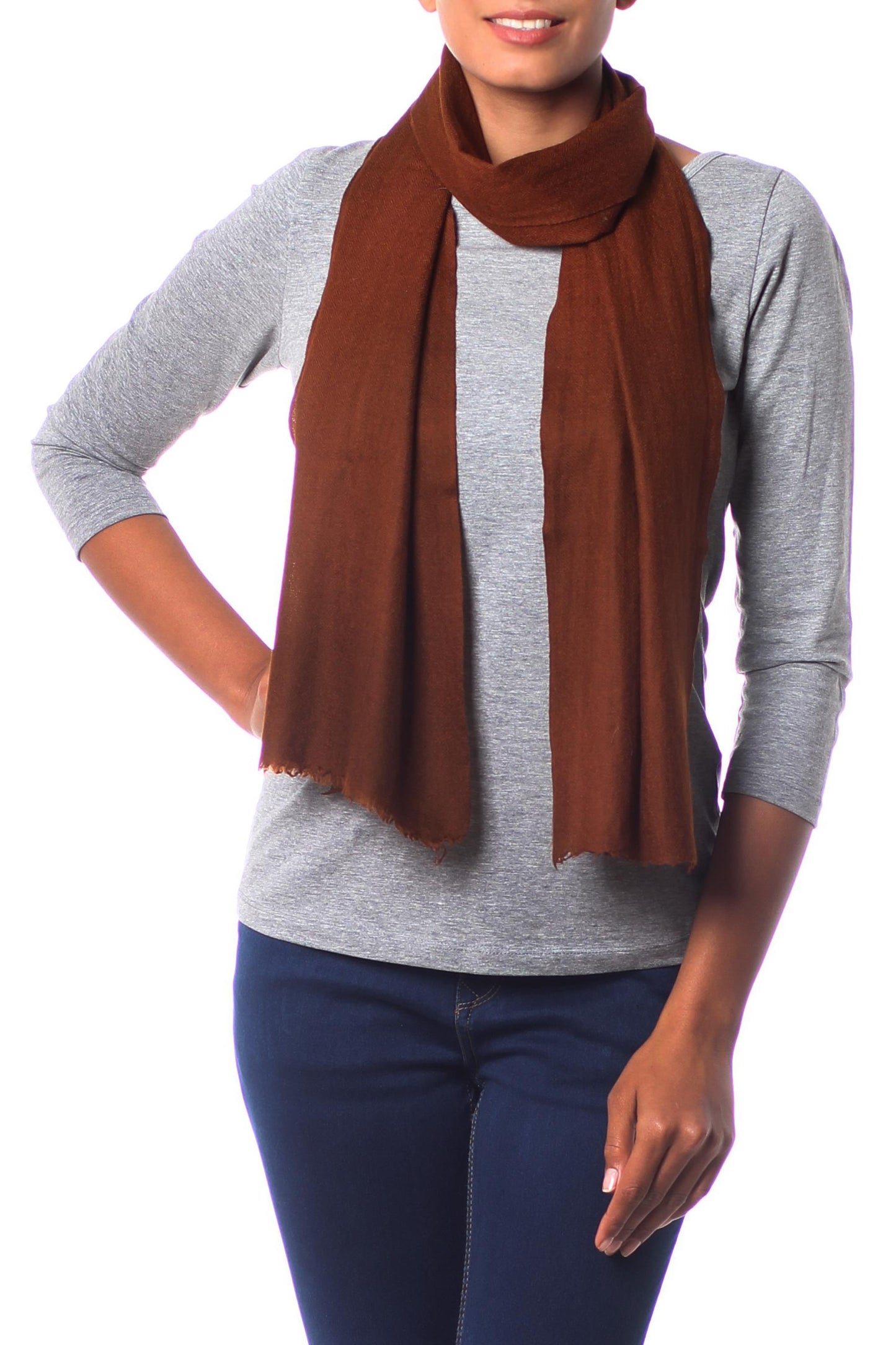 Smart in Chocolate Brown Wool scarf