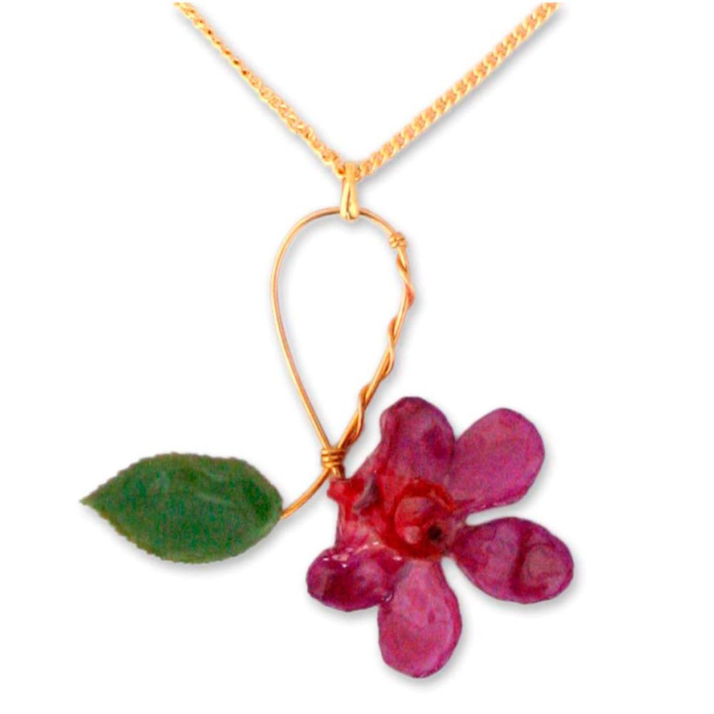 Sublime Gold-Plated Orchid Pendant Necklace