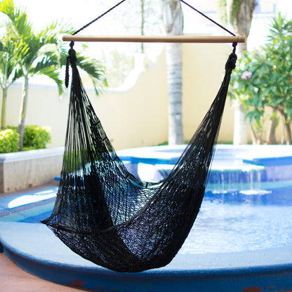 Caribbean Nights Black Nylon Hammock Swing Chair Handmade in Mexico