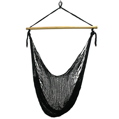 Caribbean Nights Black Nylon Hammock Swing Chair Handmade in Mexico