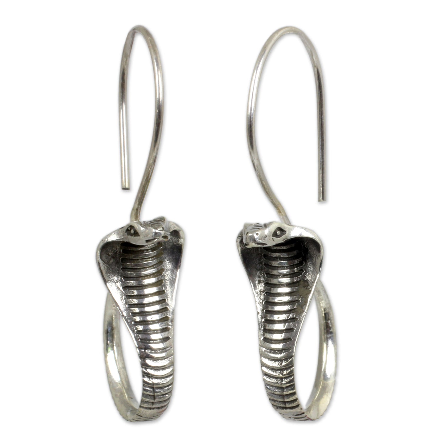 Cobra Guardian Sterling Silver Drop Earrings