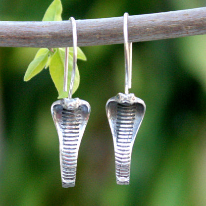 Cobra Guardian Sterling Silver Drop Earrings