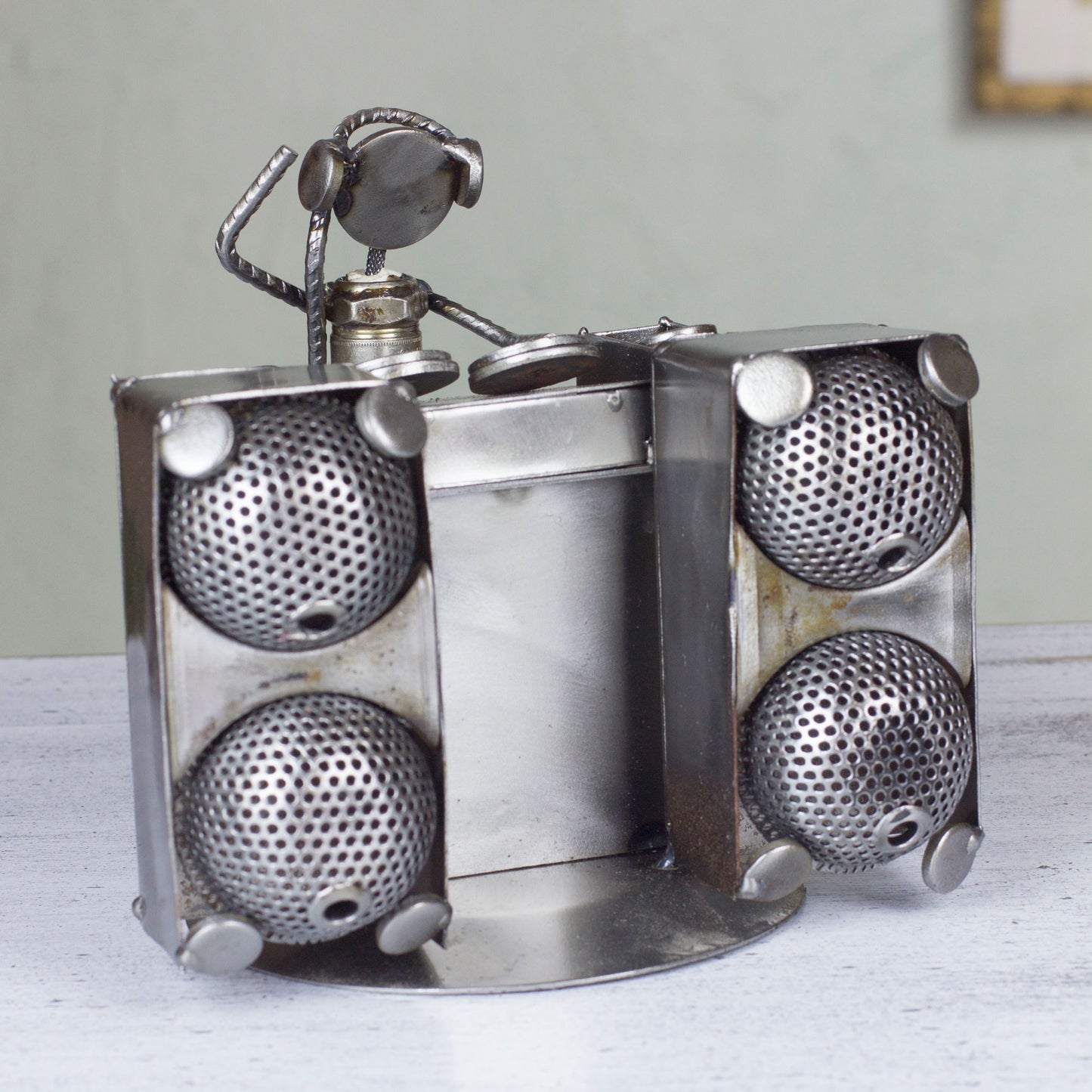 Rustic Dj Metallic Recycled Metal Sculpture