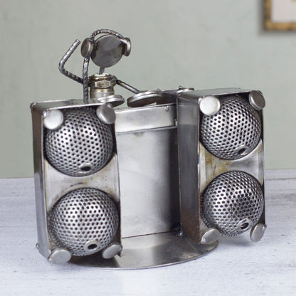 Rustic Dj Metallic Recycled Metal Sculpture