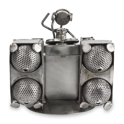 Rustic Dj Metallic Recycled Metal Sculpture
