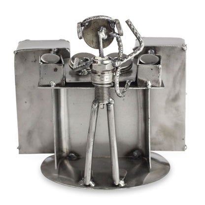Rustic Dj Metallic Recycled Metal Sculpture