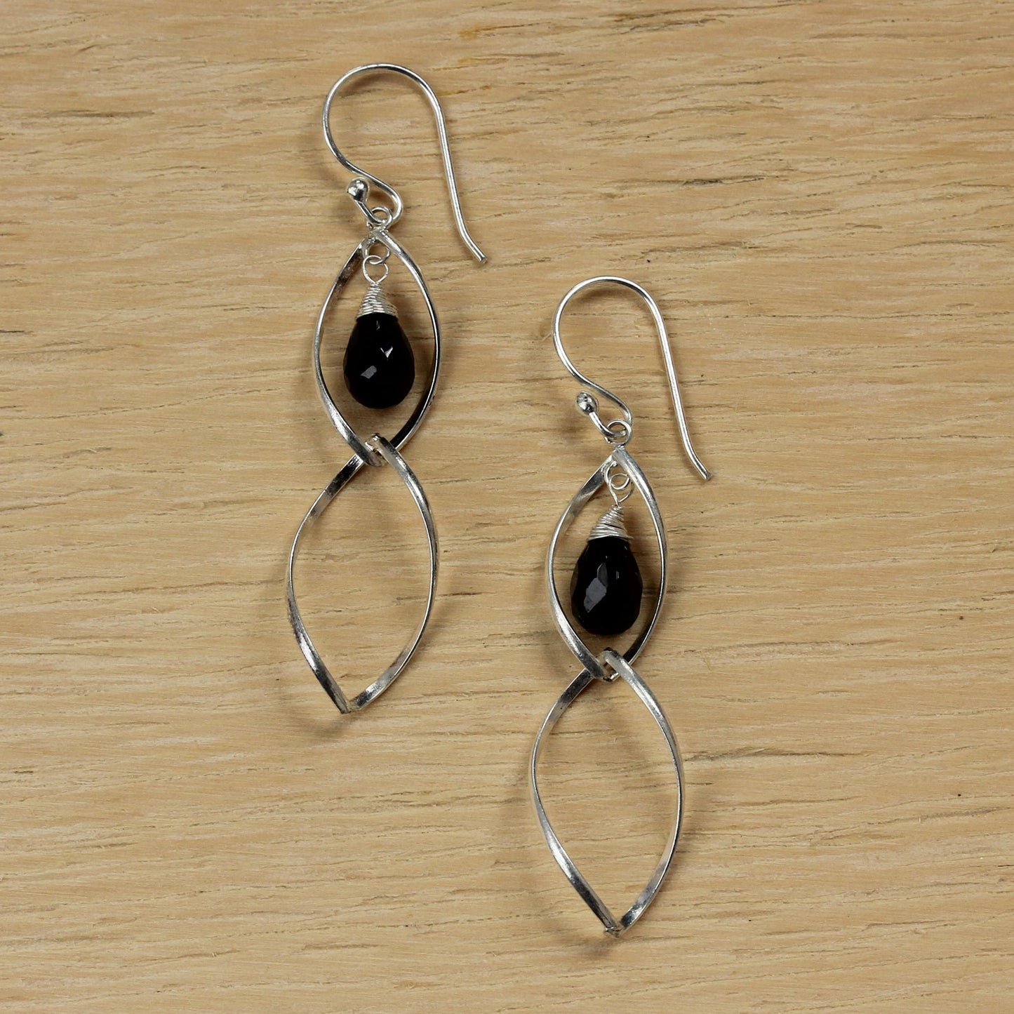 Dancer Sterling Silver and Onyx Dangle Earrings