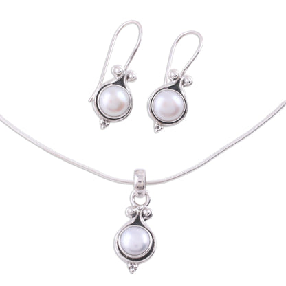 Honesty Bridal Sterling Silver Pearl Jewelry Set from India