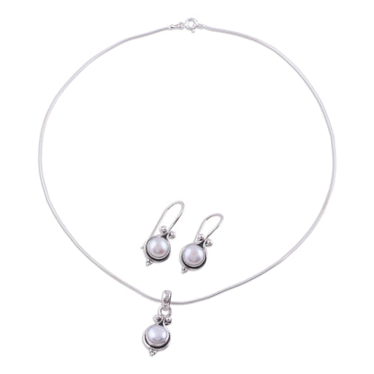 Honesty Bridal Sterling Silver Pearl Jewelry Set from India