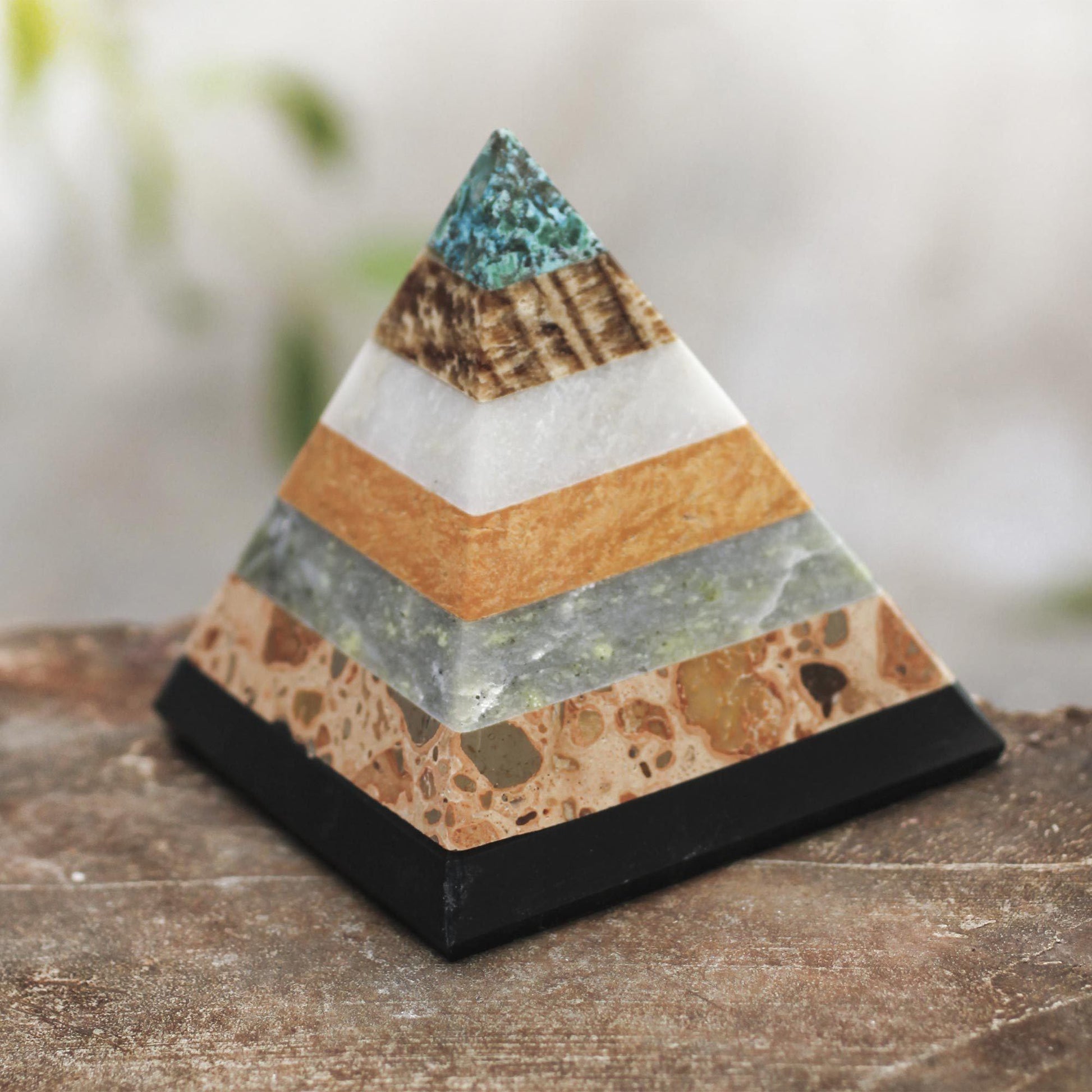 NOVICA - Hand Crafted Natural Gemstone Pyramid Sculpture