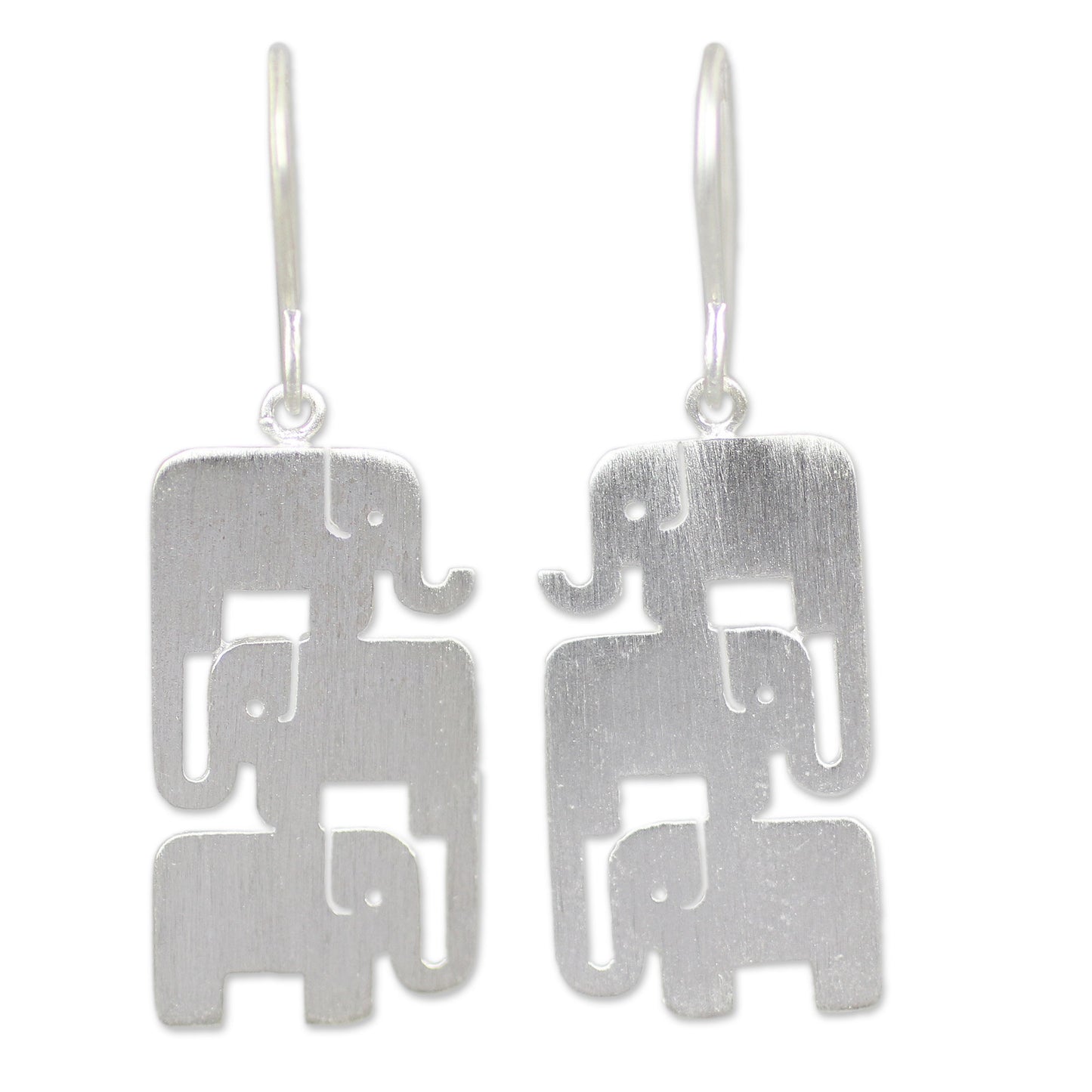 Elephant Stack Sterling Silver Dangle Earrings