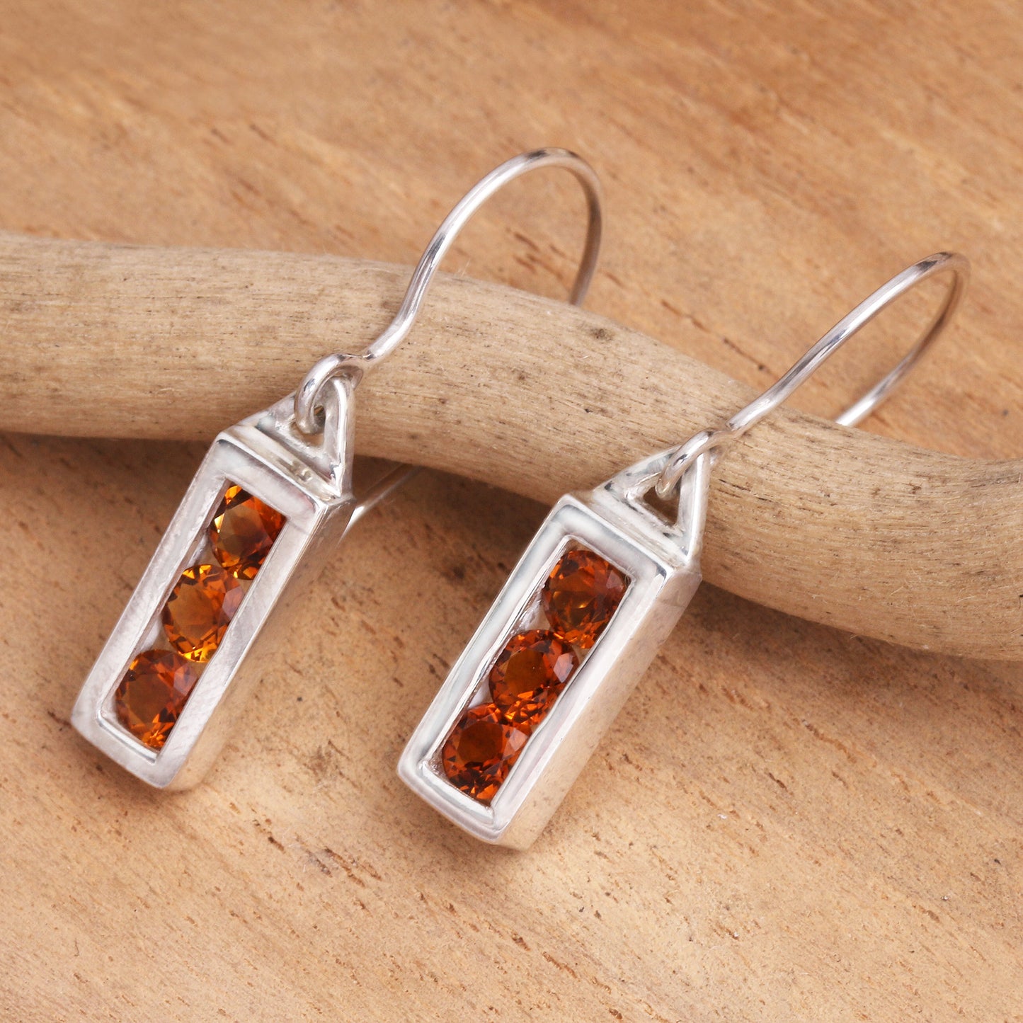 Golden Lantern Citrine Sterling Silver Dangle Earrings