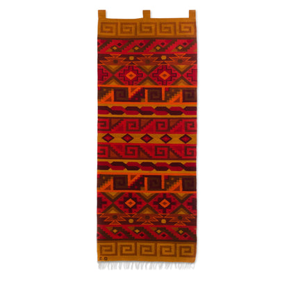 Inca Warmth Peruvian Geometric Wool Tapestry Wall Hanging