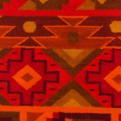 Inca Warmth Peruvian Geometric Wool Tapestry Wall Hanging