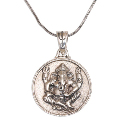 Gracious Ganesha Sterling Silver Hindu Pendant Necklace