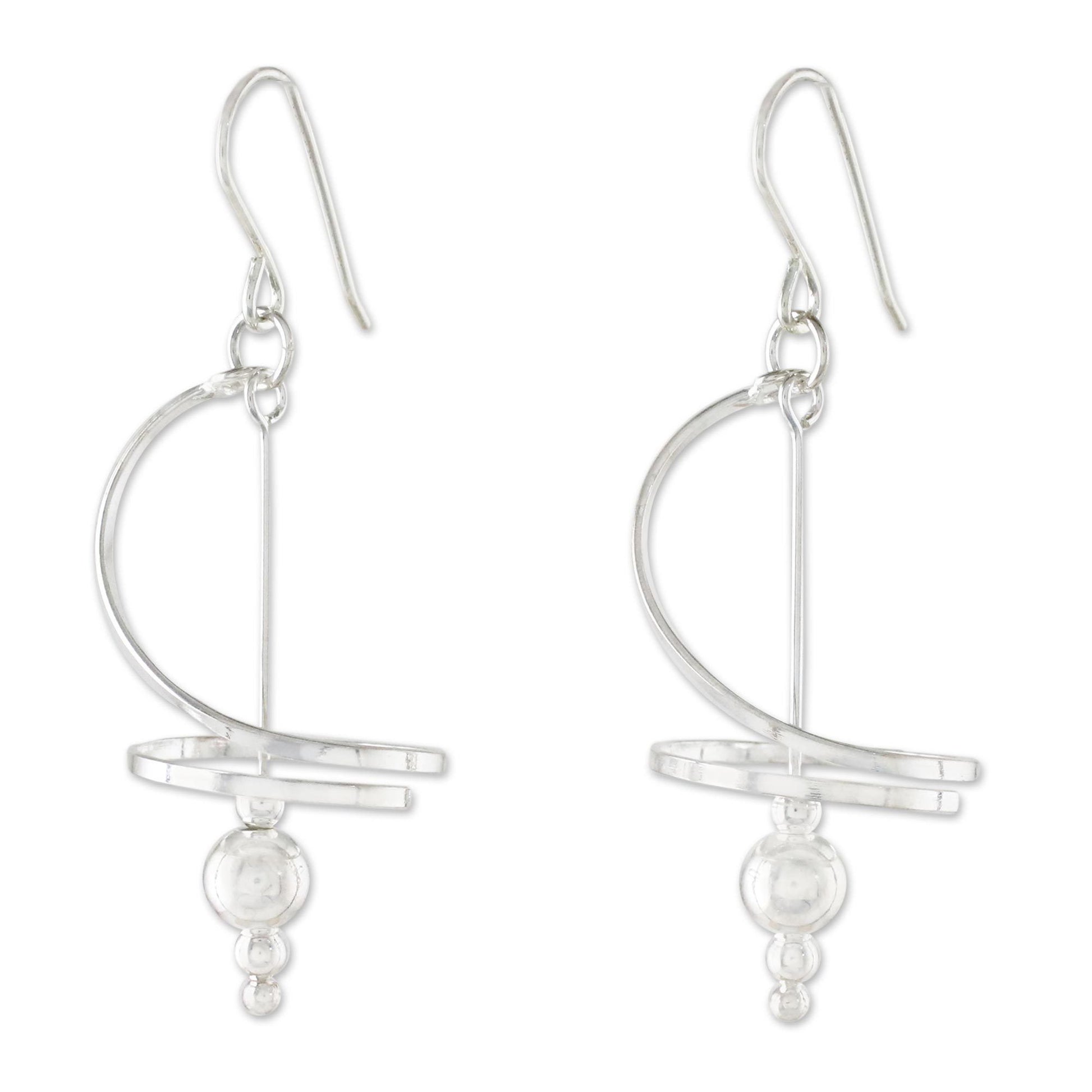 NOVICA - Spiral Dangle Sterling Silver Earrings